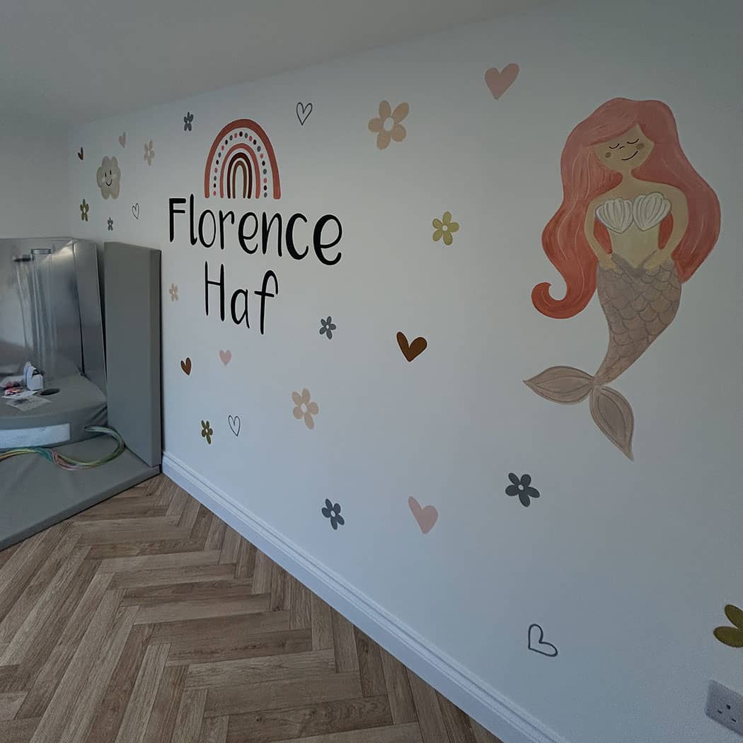 Wrexham hand painted mural in bedroom