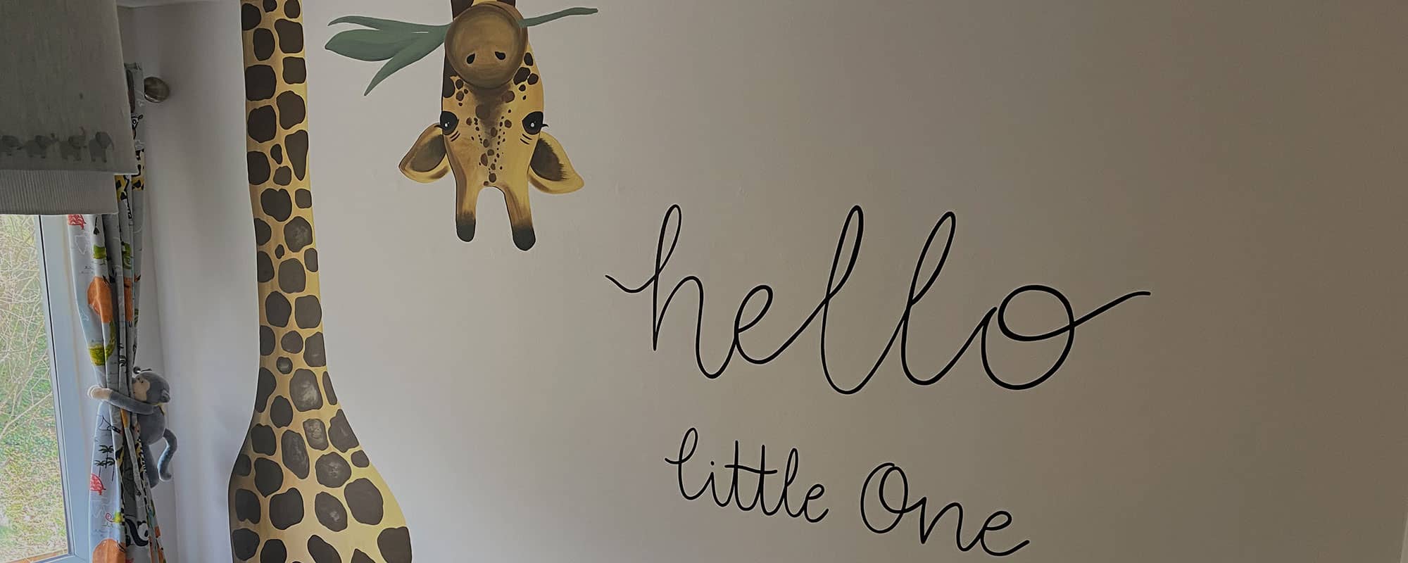 Hand painted mural in child's bedroom at Wrexham home