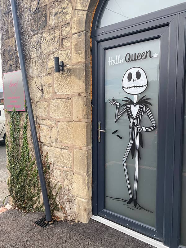 Jack Skellington window art in Wrexham