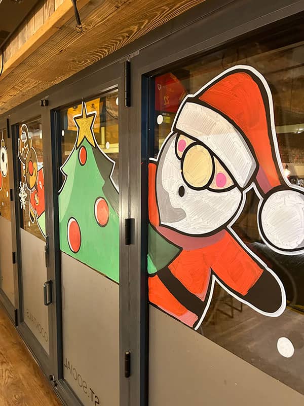 Christmas window art for Wrexham business